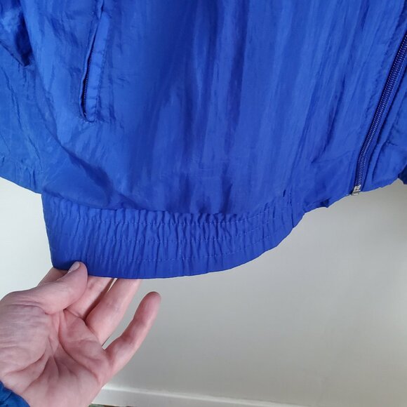 ADIDAS Vintage 90s Windbreaker Track Jacket Coat Nylon 3 Stripes Blue Mens Large - Picture 5 of 16